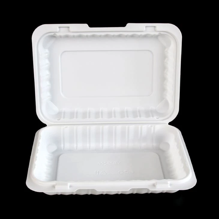 Biodegradables Clamshell oziq-ovqat konteyner Mikroto'lqinli qadoqlash
