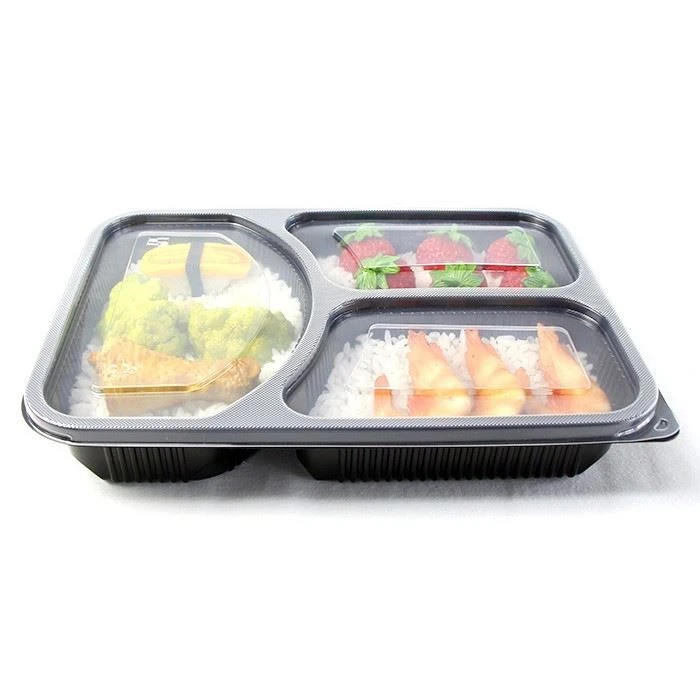 Bir martali ishlatiladigan Bento Box PP 3 Qopqoqli oziq-ovqat idishlari