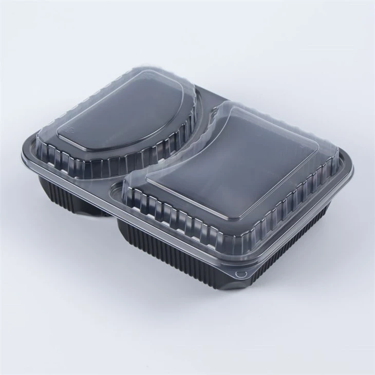 2 ta bo'limli plastik olib ketiladigan Bento qutilari